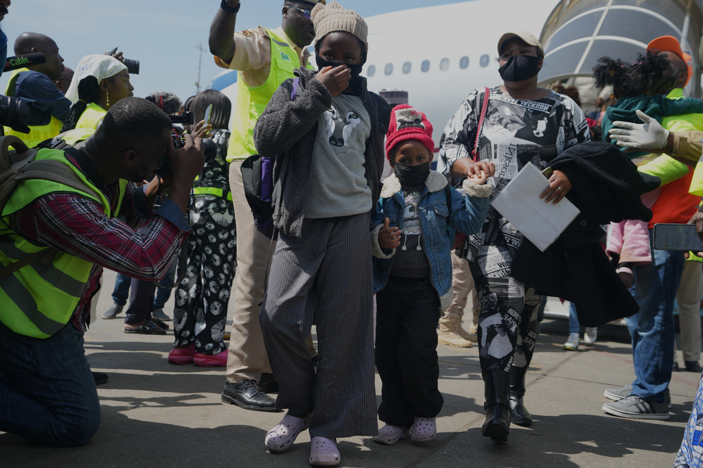 Nigerian nationals repatriated from South Africa, following concerns about unrest, arrive at the Murtala Muhammed International Airport in Lagos, Nigeria, Thursday, June 11, 2026. (AP Photo/Sunday Alamba)
