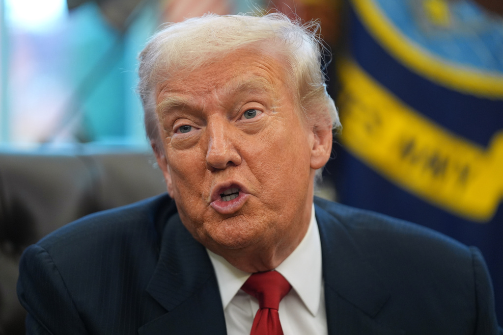 President Donald Trump talks after meeting with New York City Mayor-elect Zohran Mamdani in the Oval Office of the White House, Friday, Nov. 21, 2025, in Washington. (AP Photo/Evan Vucci)