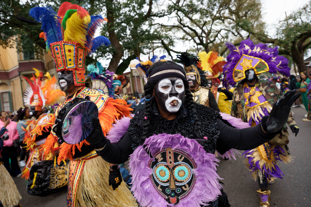 Zulu Tramps parade on Mardi Gras Day in New Orleans, Tuesday, Feb. 17, 2026. (AP Photo/Matthew Hinton)