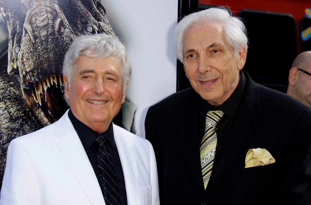 FILE - Producers Sid Krofft, left, and Marty Krofft arrive at the premiere of "Land of the Lost" in Los Angeles on May 30, 2009. (AP Photo/Reed Saxon, File)