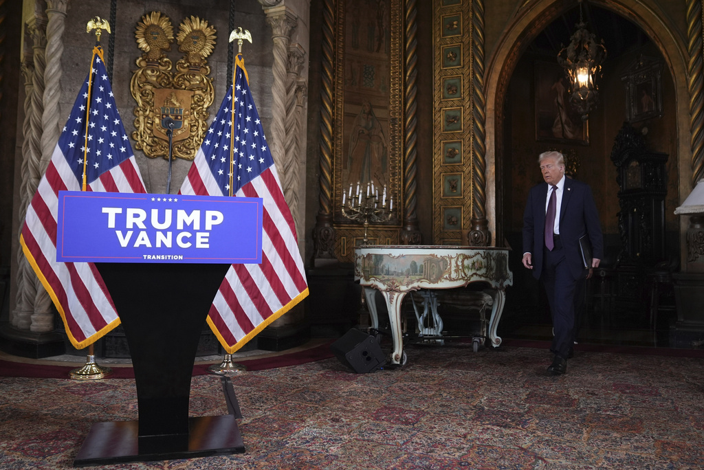 President-elect Donald Trump speaks during a news conference at Mar-a-Lago, Tuesday, Jan. 7, 2025, in Palm Beach, Fla. (AP Photo/Evan Vucci)