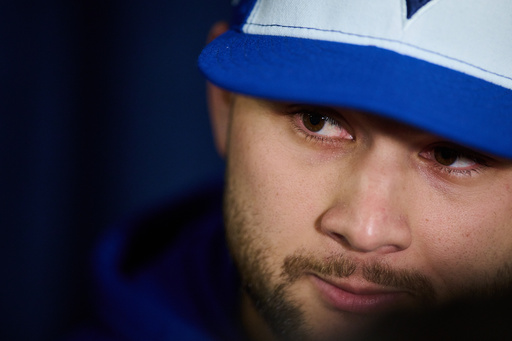 Toronto Blue Jays' Bo Bichette speaks to media during the Toronto Blue Jays' media day ahead of the 2025 World Series against the Los Angeles Dodgers in Toronto, on Thursday, Oct. 23, 2025. (Sammy Kogan/The Canadian Press via AP) Toronto Blue Jays' Bo Bichette speaks to media during the Toronto Blue Jays' media day ahead of the 2025 World Series against the Los Angeles Dodgers in Toronto, on Thursday, Oct. 23, 2025. (Sammy Kogan/The Canadian Press via AP)