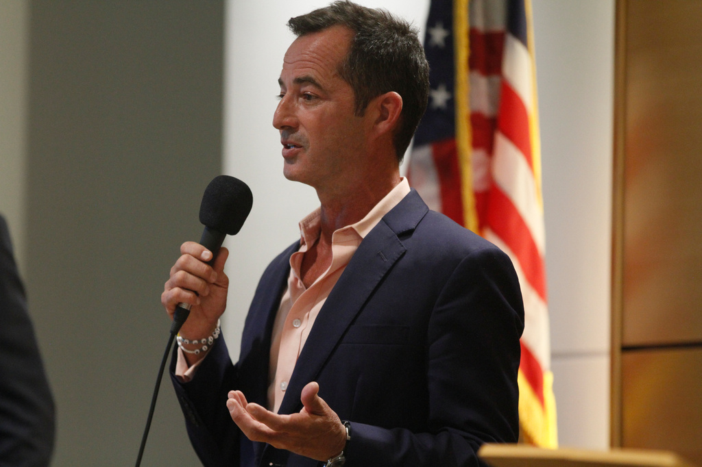 Businessman Doug Turner, one of three Republican candidates seeking the nomination for governor of New Mexico, speaks at a candidate forum in Rio Rancho, N.M., on April 28, 2026, ahead of a June 2 primary election. (AP Photo/Morgan Lee)