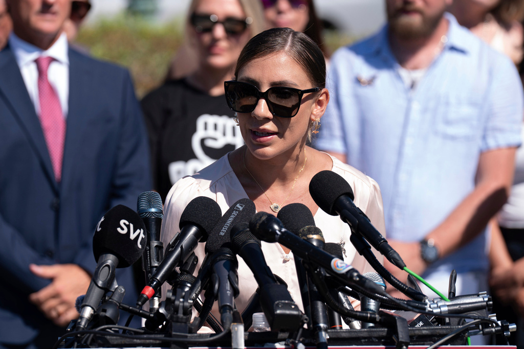 FILE - Marina Lacerda speaks during a news conference at the U.S. Capitol, Sept. 3, 2025, in Washington. (AP Photo/Jose Luis Magana, File)