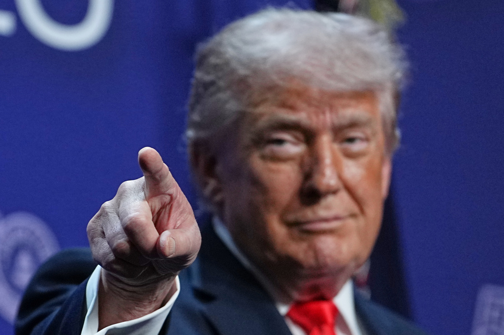 President Donald Trump speaks at the Raymond F. Kravis Center for the Performing Arts in West Palm Beach Fla., Friday, May 1, 2026. (AP Photo/Matt Rourke)