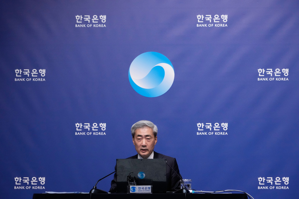 Bank of Korea Gov. Shin Hyun Song speaks during a press conference at the central bank in Seoul, South Korea, Thursday, July 16, 2026. (AP Photo/Ahn Young-joon)