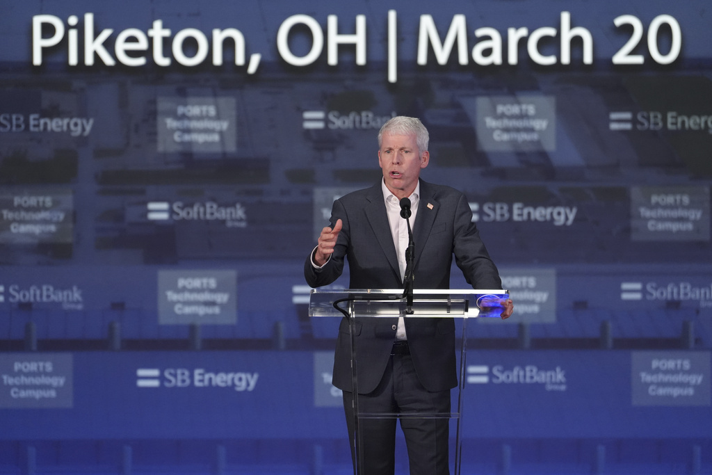 Chris Wright, Secretary of Energy, speaks during an announcement for a new data center Friday, March 20, 2026, in Piketon, Ohio. (AP Photo/Joshua A. Bickel)