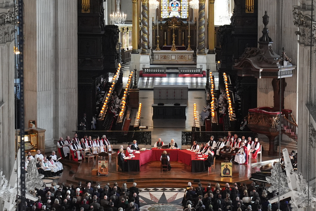 The Confirmation of Election ceremony legally confirming Dame Sarah Mullally as the new Archbishop of Canterbury, at St Paul's Cathedral, central London, Wednesday Jan. 28, 2026. (Gareth Fuller/Pool via AP)
