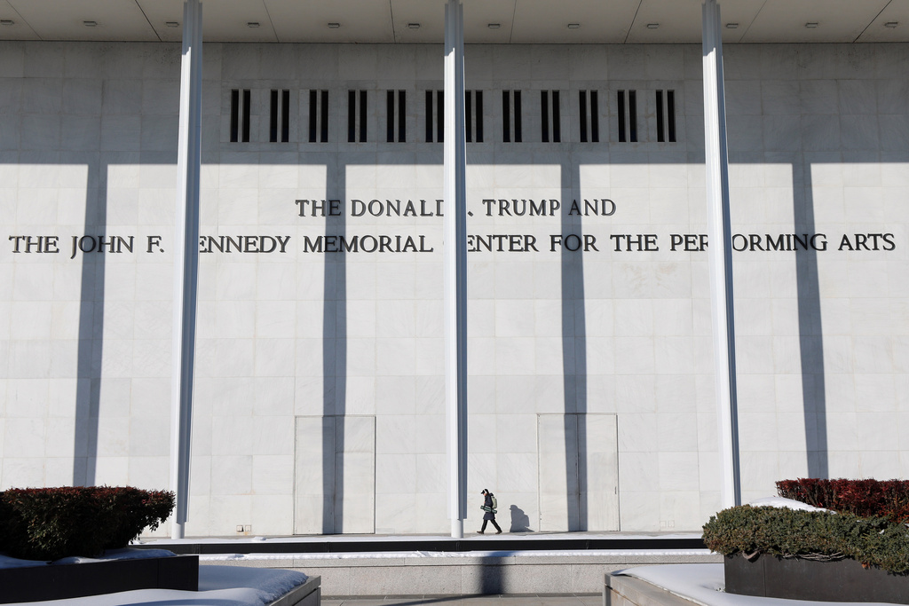 FILE - A woman walks outside The John F. Kennedy Memorial Center For The Performing Arts on Feb. 2, 2026, in Washington. (AP Photo/Rahmat Gul, File)