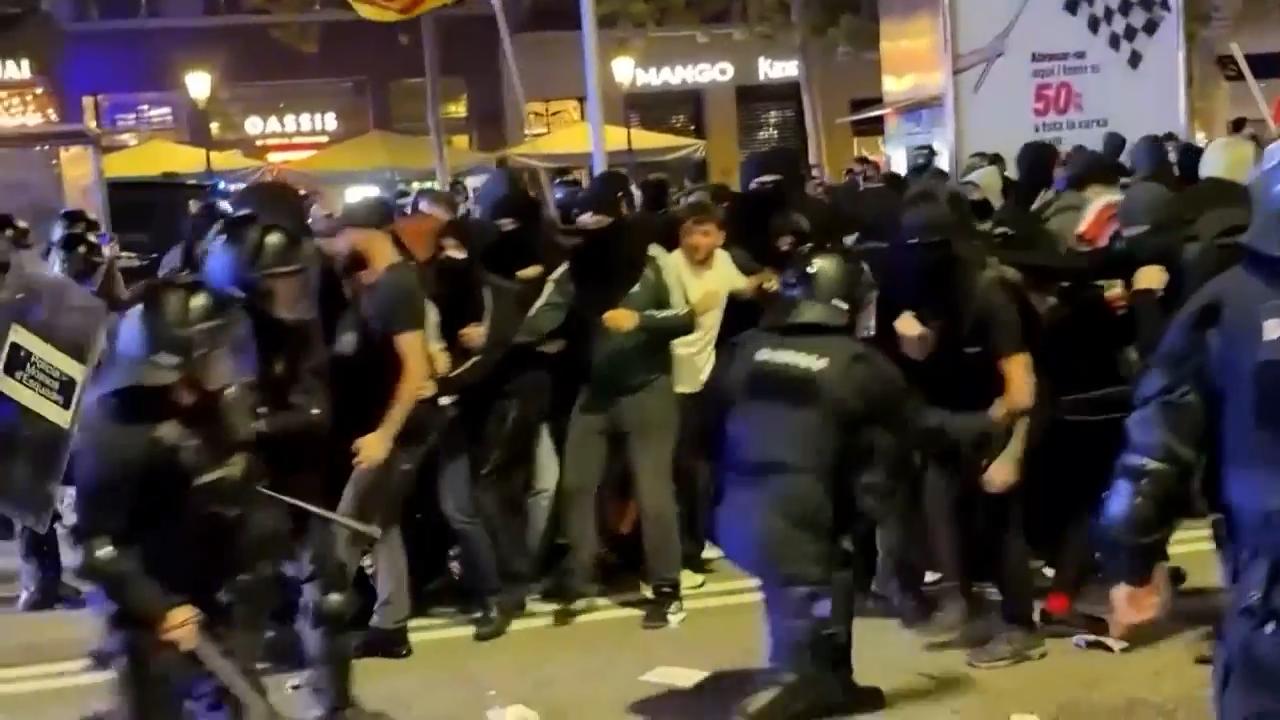 Protestors clashed with police as thousands took to the streets of the Spanish city of Barcelona Monday to protest against the housing shortage in the country.
