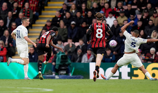 Bournemouth's Eli Junior Kroupi scores his side's second goal of the game, during the English Premier League soccer match between Bournemouth and Nottingham Forest, in Bournemouth, England, Sunday, Oct. 26, 2025. (Andrew Matthews/PA via AP) Bournemouth's Eli Junior Kroupi scores his side's second goal of the game, during the English Premier League soccer match between Bournemouth and Nottingham Forest, in Bournemouth, England, Sunday, Oct. 26, 2025. (Andrew Matthews/PA via AP)