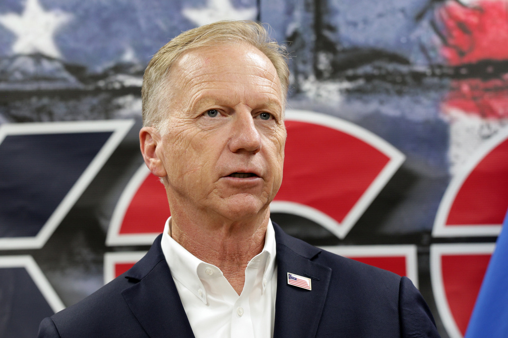 Rep. Kevin Hern, candidate for U.S. Senate, speaks at the Oklahoma Republican Party headquarters, Tuesday, June 16, 2026, in Oklahoma City. (AP Photo/Nate Billings)