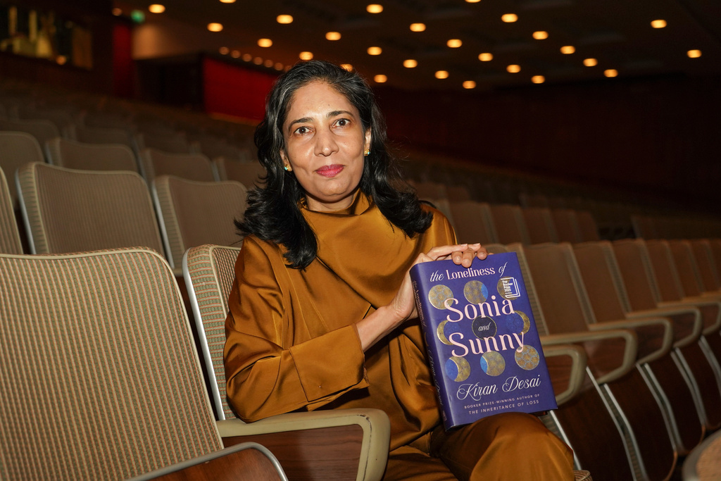 Kiran Desai, author of "The Loneliness of Sonia and Sunny", poses for a photograph, during a photocall for the 6 shortlisted authors for the Booker Prize, in London, Sunday, Nov. 9, 2025. (AP Photo/Alberto Pezzali)