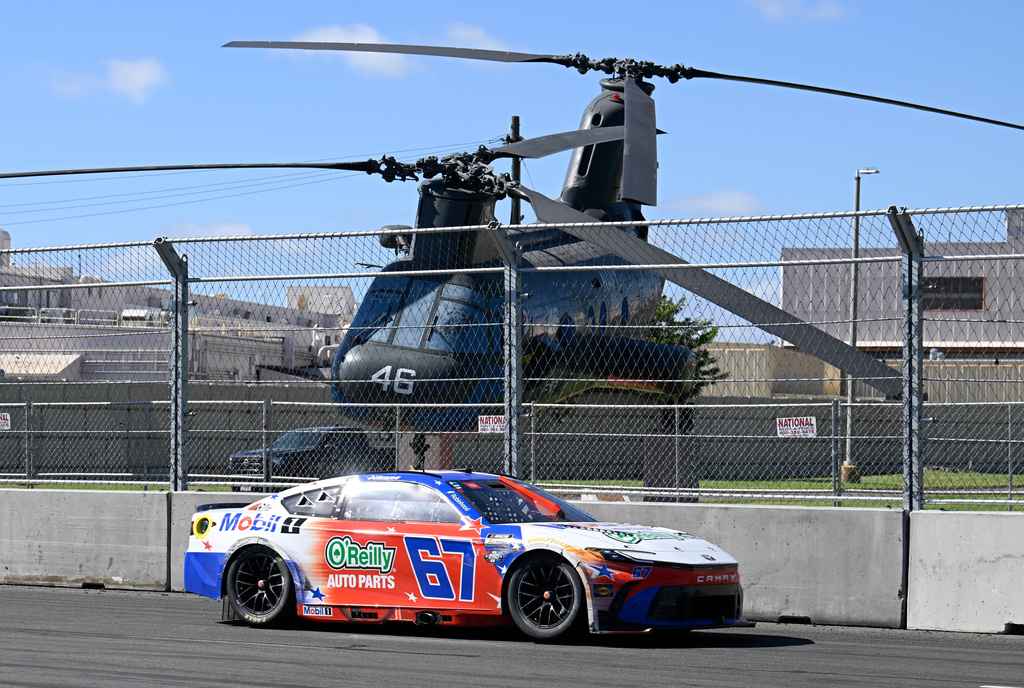 Cory Heim competes in a NASCAR Cup Series auto race, Sunday, June 21, 2026, in Coronado, Calif. (AP Photo/Denis Poroy)