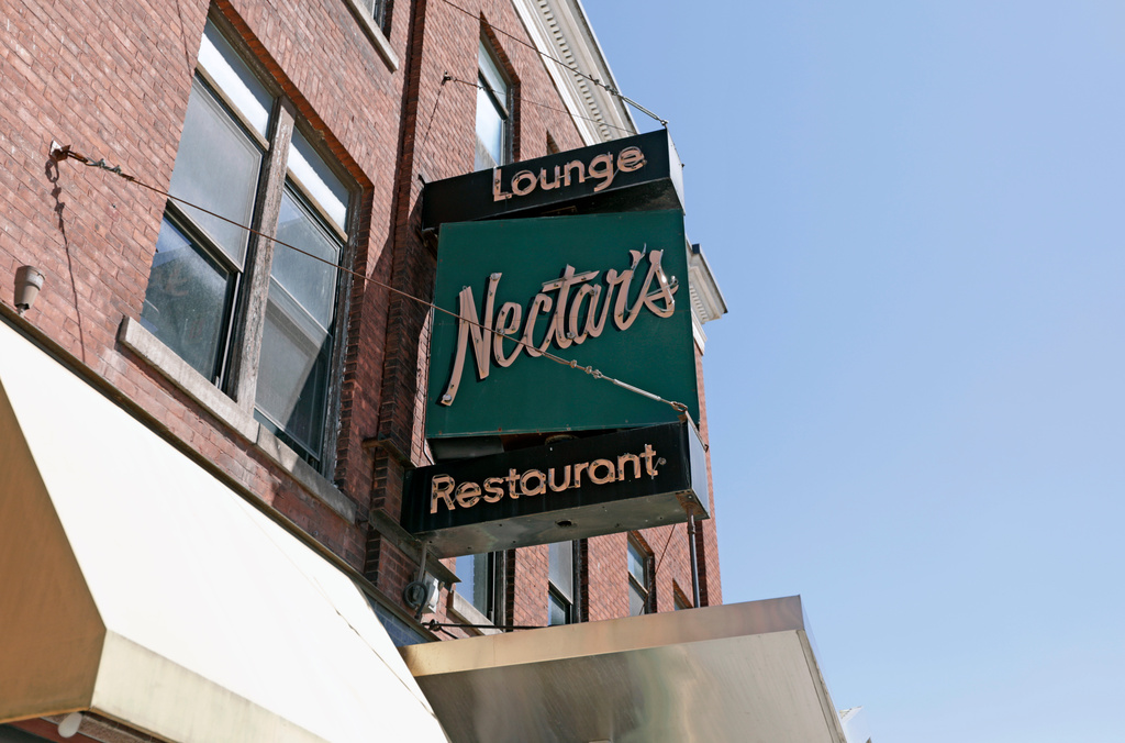 Nectar's, the music club where jam band Phish got their start, is shown in downtown Burlington, Vt., Wednesday, July 30, 2025. (AP Photo/Amanda Swinhart)