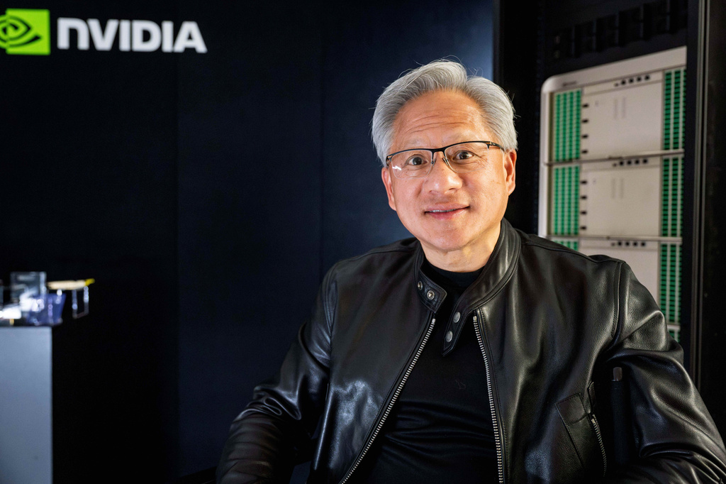 FILE - Jensen Huang, president and CEO of Nvidia, poses for a portrait before a groundbreaking ceremony for an expansion of Coherent's manufacturing facility on Tuesday, June 16, 2026, in Sherman, Texas. (AP Photo/Jeffrey McWhorter, File)