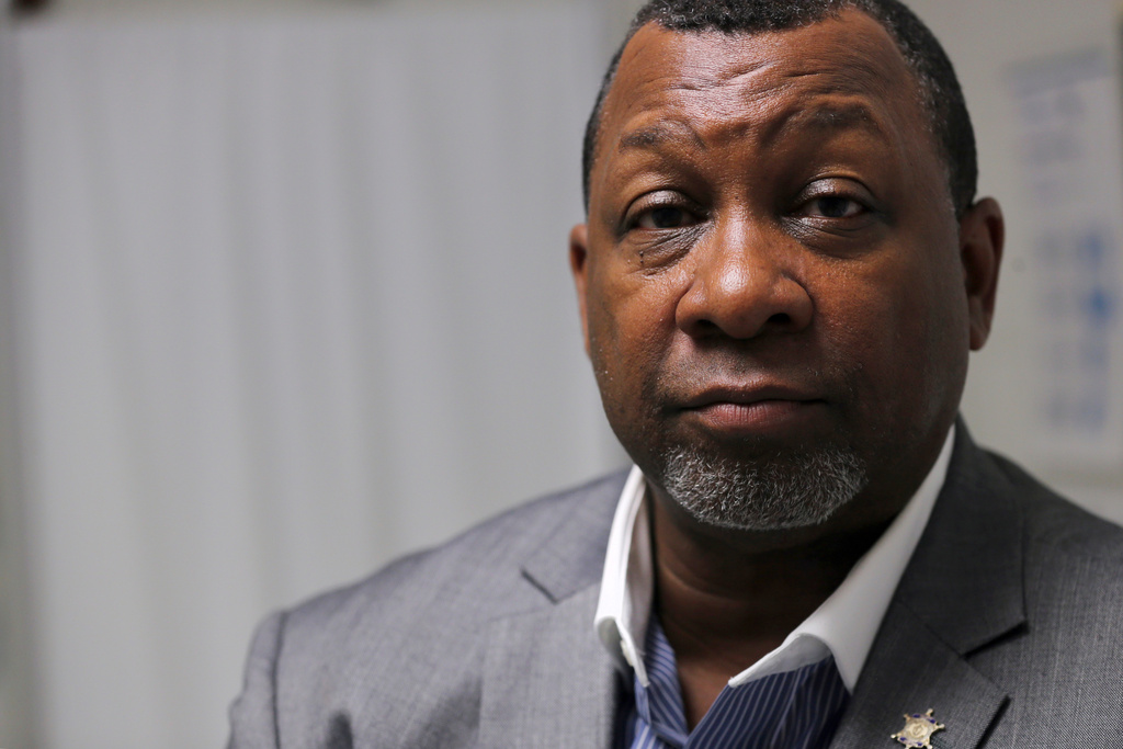 Suffolk County Sheriff Steve Tompkins poses for a portrait in the infirmary of the Suffolk County House of Correction in Boston on Sept. 24, 2021. (Craig F. Walker/The Boston Globe via AP)