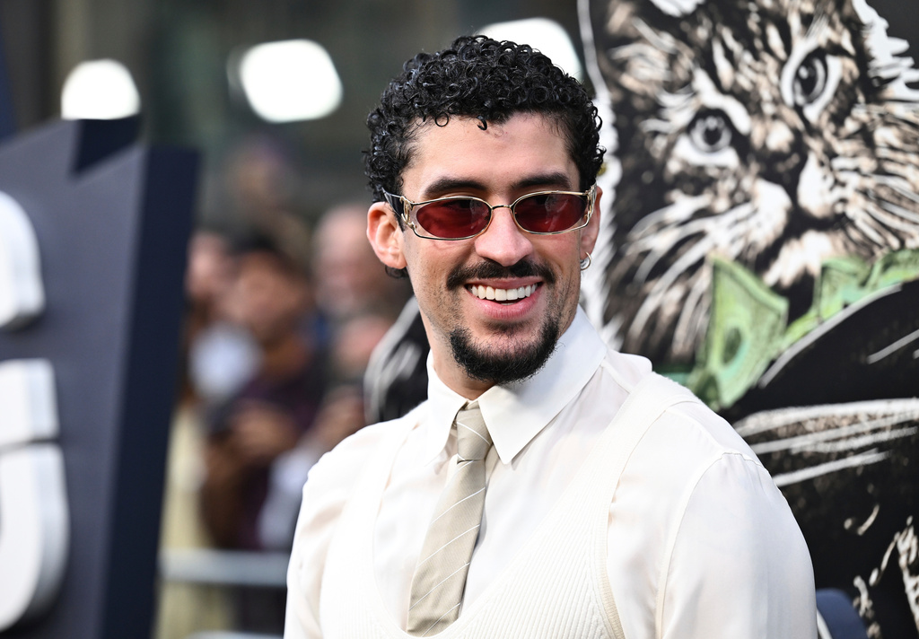 FILE - Benito Antonio Martinez Ocasio (aka Bad Bunny) appears at the premiere of "Caught Stealing" in New York on Aug. 26, 2025. (Photo by Evan Agostini/Invision/AP, File)