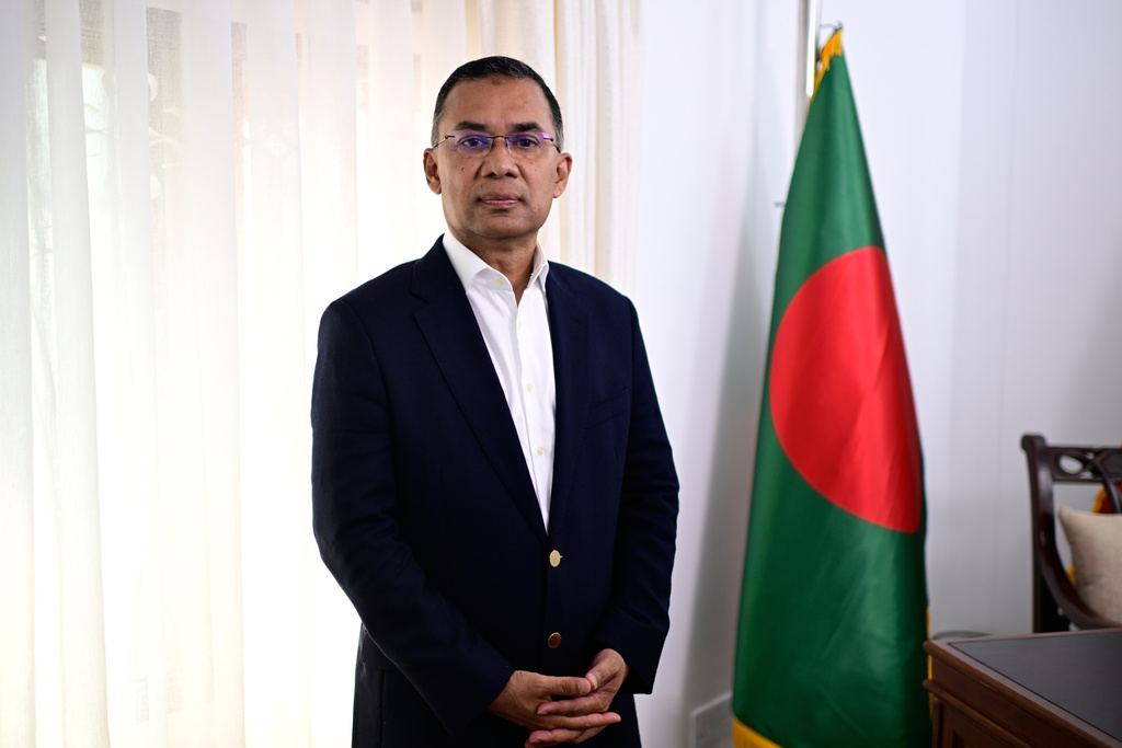 Bangladesh Nationalist Party Chairperson Tarique Rahman poses for a photograph in his party office in Dhaka, Bangladesh, Sunday, Feb. 8, 2026. (AP Photo/Mahmud Hossain Opu)