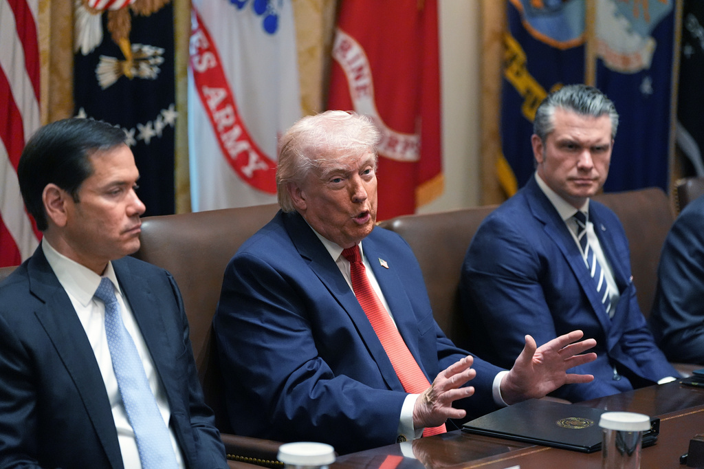 President Donald Trump speaks during a Cabinet meeting at the White House, Thursday, March 26, 2026, in Washington. (AP Photo/Alex Brandon)