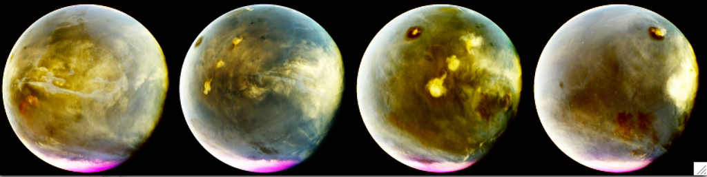 This image provided by NASA shows four-in-one photos of Mars taken by NASA's Maven spacecraft that's been orbiting the red planet since 2014? Maven is no more, NASA just declared it dead. (NASA via AP)