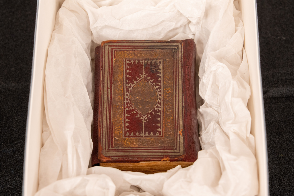 This photo provided by The New York Public Library shows the Schomburg Quran on Dec. 16, 2025 in New York. (Jonathan Blanc/The New York Public Library via AP)