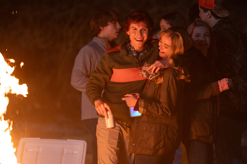 This image released by Hulu shows Johnny Berchtold, left, and Jessi Case in a scene from the limited series "Murdaugh: Death in the Family." (Daniel Delgado Jr./Hulu via AP)