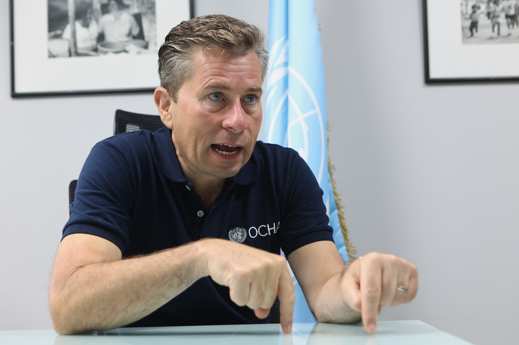 United Nations Under-Secretary-General for Humanitarian Affairs and Emergency Relief Coordinator Tom Fletcher speaks during an interview with The Associated Press in Caracas, Venezuela, Wednesday, July 8, 2026. (AP Photo/Pedro Mattey)