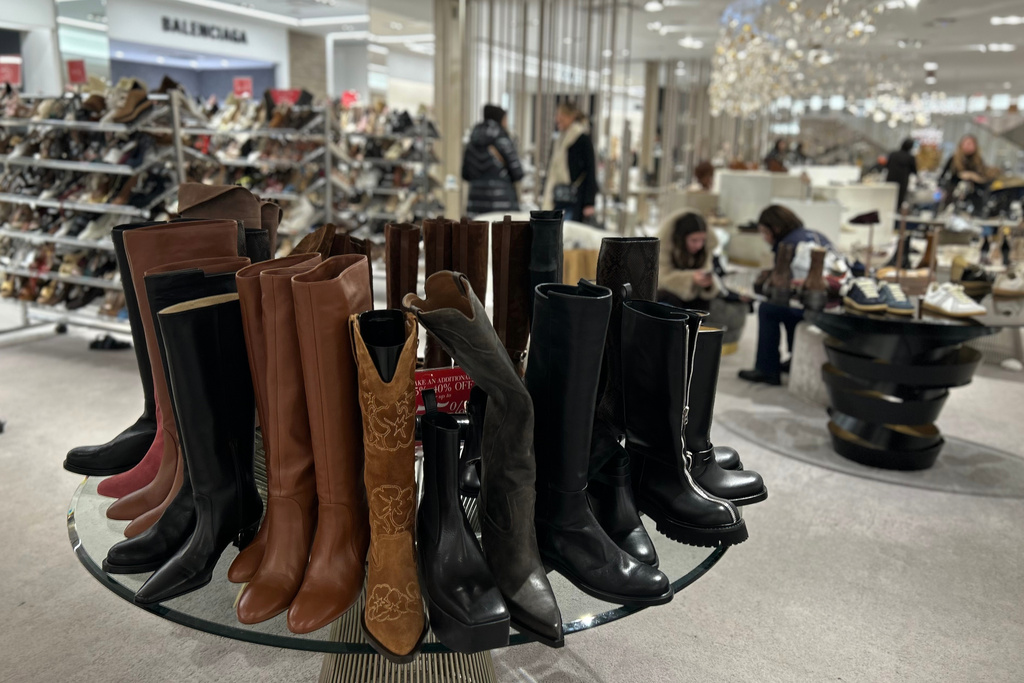 Merchandise is on display at Saks Fifth Avenue on Friday, Jan. 16, 2026 in New York. (AP Photo/Anne D'Innocenzio)