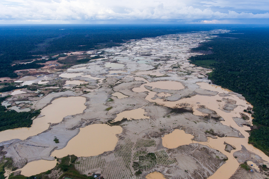 FILE - Deforestation is visible from illegal gold mining in the Madre de Dios province of Peru's Amazon on Jan. 17, 2018. (AP Photo/Rodrigo Abd, File)