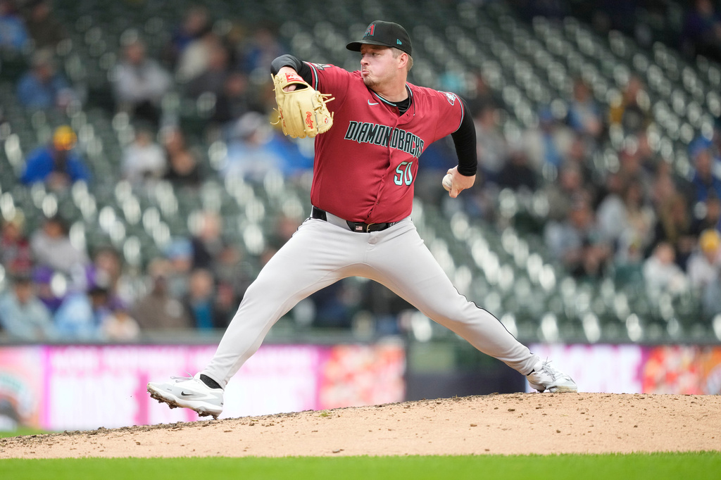 Arizona Diamondbacks pitcher Philip Abner throws during the fifth inning of a baseball game against the Milwaukee Brewers, Thursday, April 30, 2026, in Milwaukee. (AP Photo/Kayla Wolf)