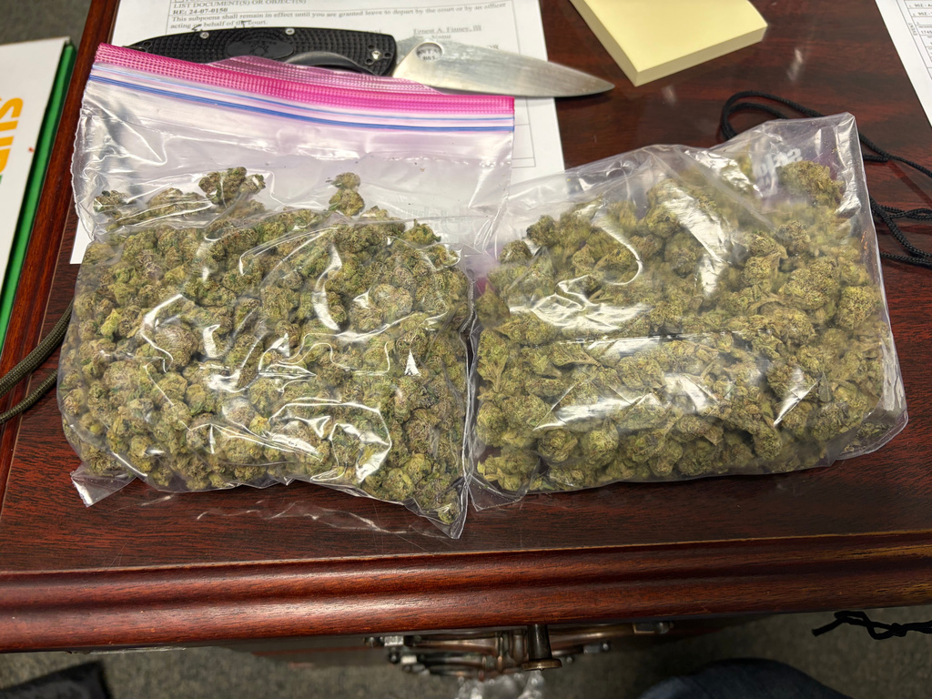 In this undated photo released by the South Carolina Department of Corrections, items dropped by a drone into the Lee Correctional Institution in Bishopville, S.C., are seen. (South Carolina Department of Corrections via AP)