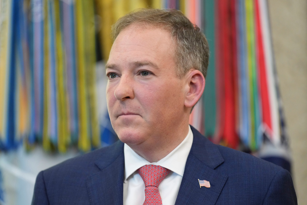 FILE - Environmental Protection Agency administrator Lee Zeldin listens as President Donald Trump speaks in the Oval Office of the White House, June 29, 2026, in Washington. (AP Photo/Jacquelyn Martin, File)
