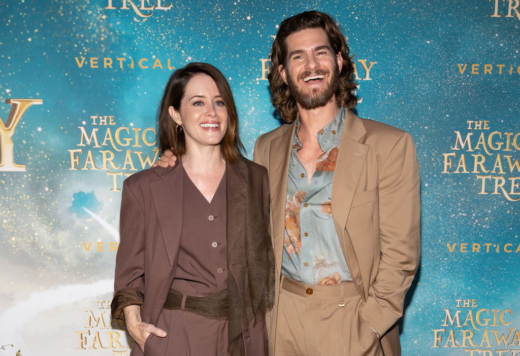 FILE - Claire Foy, left, and Andrew Garfield attend "The Magic Faraway Tree" special screening at Regal Union Square on Wednesday, July 29, 2026, in New York. (Photo by CJ Rivera/Invision/AP, File)