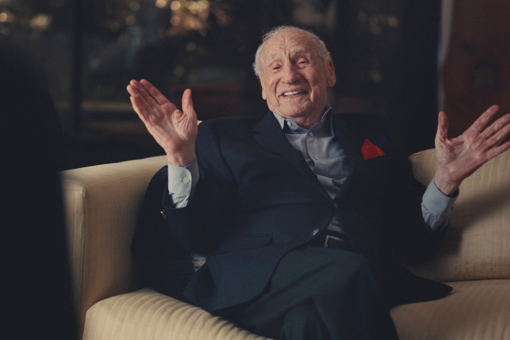 This image released by HBO Max shows Mel Brooks from the film "Mel Brooks: The 99-Year-Old Man!" (HBO Max via AP)