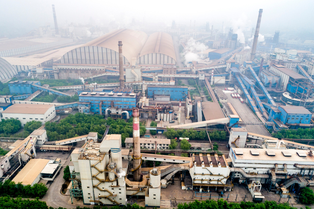 A view of the production base of Chinese steel manufacturer Jinye Group in Pingshan in northern China's Hebei province on May 6, 2020. (Chinatopix via AP)