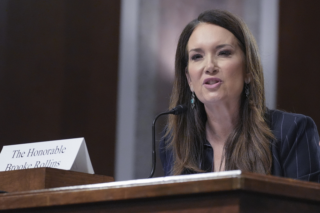 U.S. Agriculture Secretary Brooke Rollins testifies during a Senate Committee on Agriculture, Nutrition, and Forestry oversight hearing on Capitol Hill, Wednesday, June 10, 2026, in Washington. (AP Photo/Mariam Zuhaib)