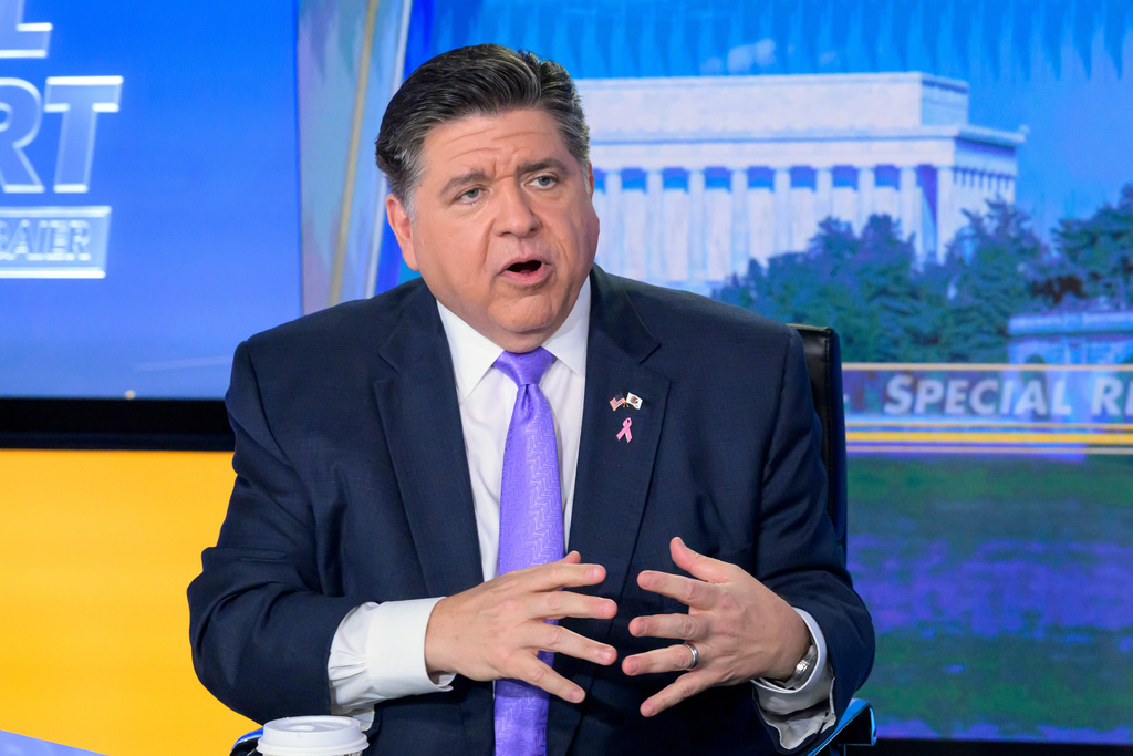 FILE - Illinois Gov. JB Pritzker speaks during a taping of FOX News Channel's Special Report with Bret Baier at the Washington bureau of FOX News, Oct. 23, 2025, in Washington. (AP Photo/Rod Lamkey, Jr., File)