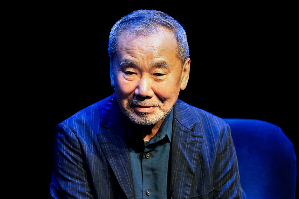 FILE - Japanese author Haruki Murakami attends a meeting with Norway's Crown Princess Mette-Marit during the Norwegian Literature Festival in Lillehammer, Norway, Thursday, June 5, 2025. (Cornelius Poppe/NTB Scanpix via AP, File)