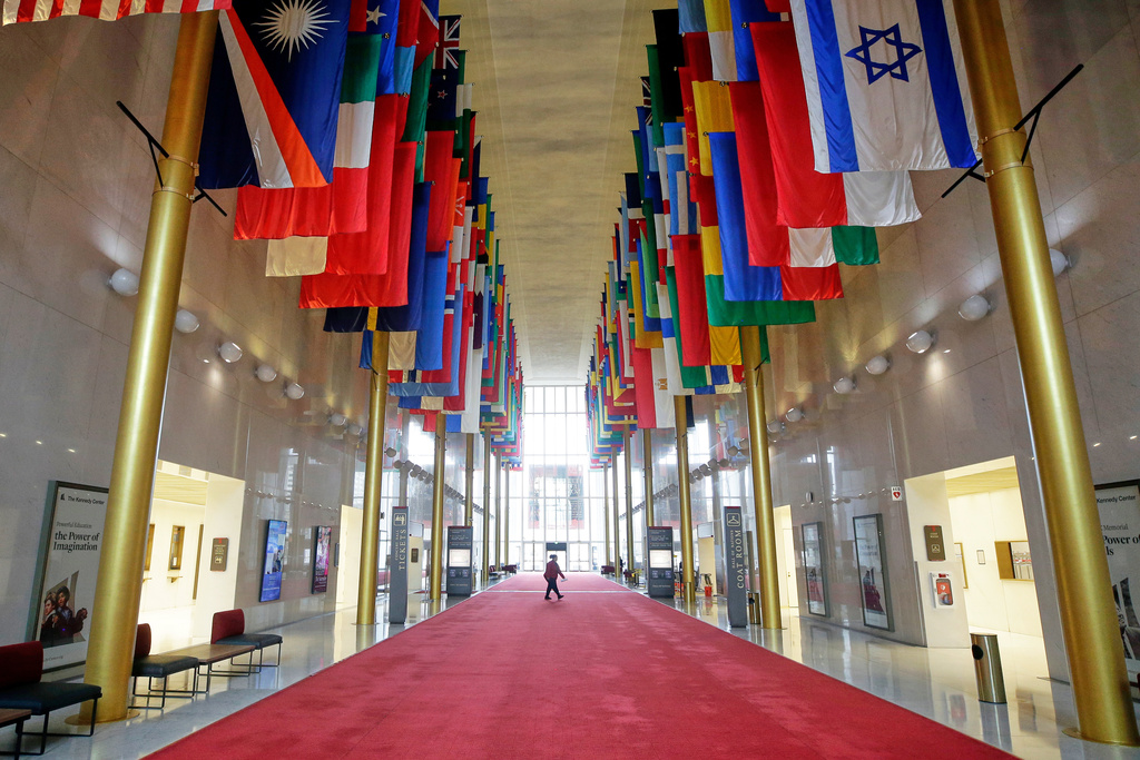 FILE - The Hall of Nations at the John F. Kennedy Memorial Center for the Performing Arts, Nov. 22, 2025, in Washington. (AP Photo/Rahmat Gul, file)