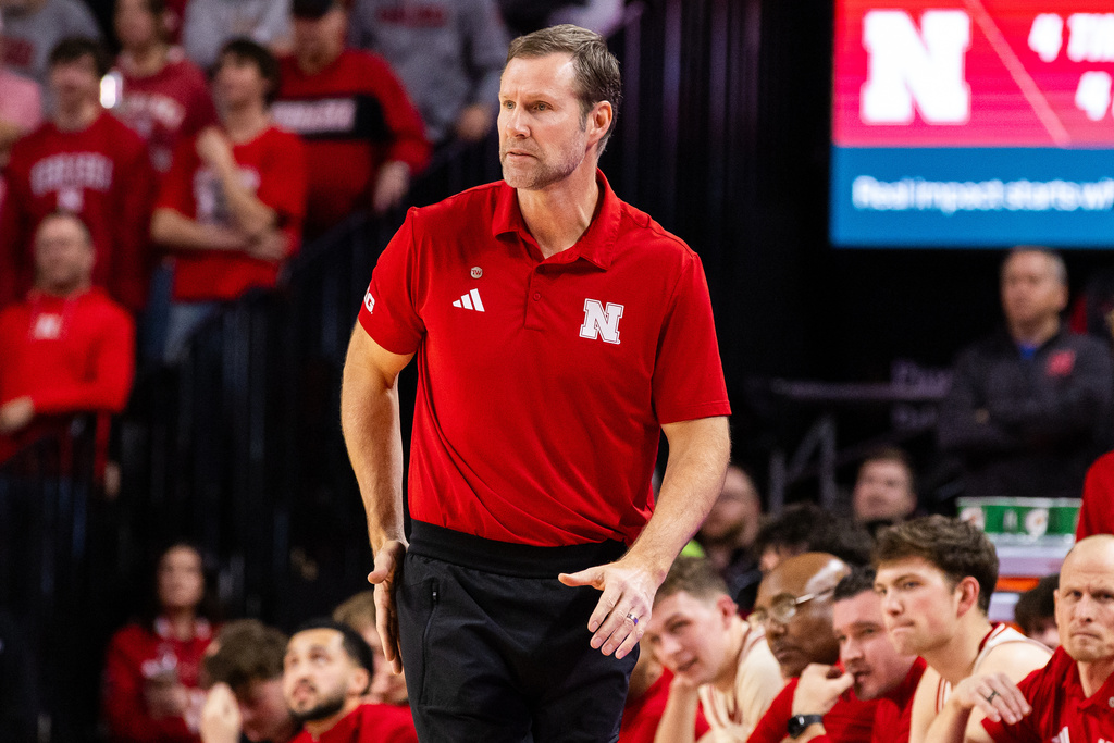 Nebraska head coach Fred Hoiberg watches from the sideline during the first half of an NCAA college basketball game against Michigan State, Friday, Jan. 2, 2026, in Lincoln, Neb. (AP Photo/Bonnie Ryan)