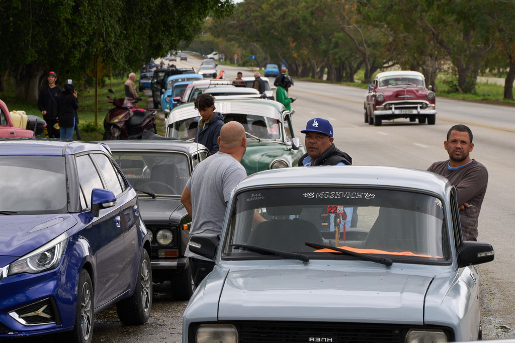 FILE - Drivers wait in a long line to enter a gas station in Bacuranao near Havana, Cuba, Jan. 30, 2026. (AP Photo/Ramon Espinosa, File)