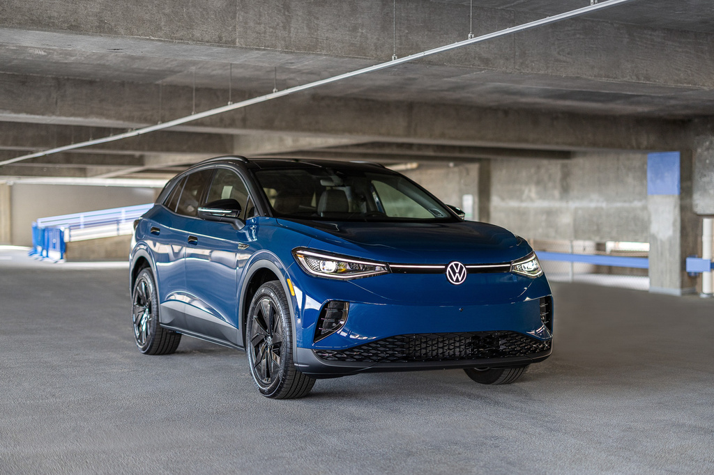This photo provided by Volkswagen shows the ID.4, a small all-electric SUV that you may be able to get for about $10,000 off the sticker price. (Courtesy of Volkswagen of America via AP)
