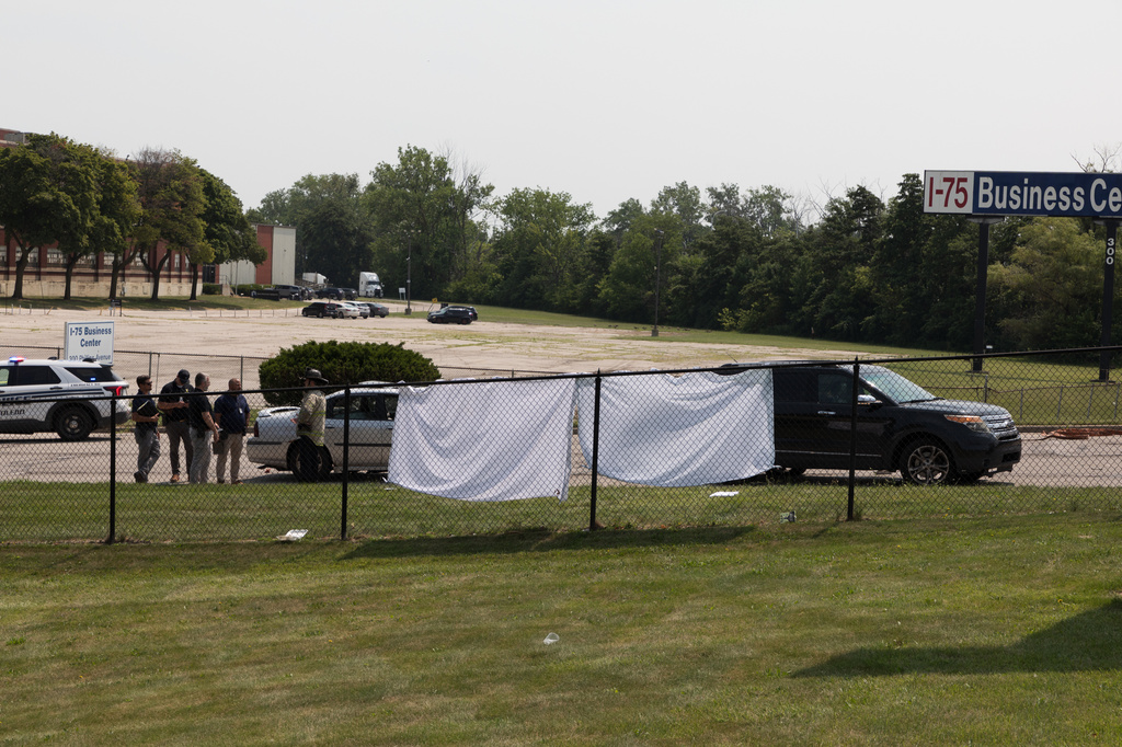Emergency personnel respond to a hazardous material call on Phillips Avenue in Toledo, Ohio, on Wednesday, July 15, 2026. (Alex Bracken/The Blade via AP)