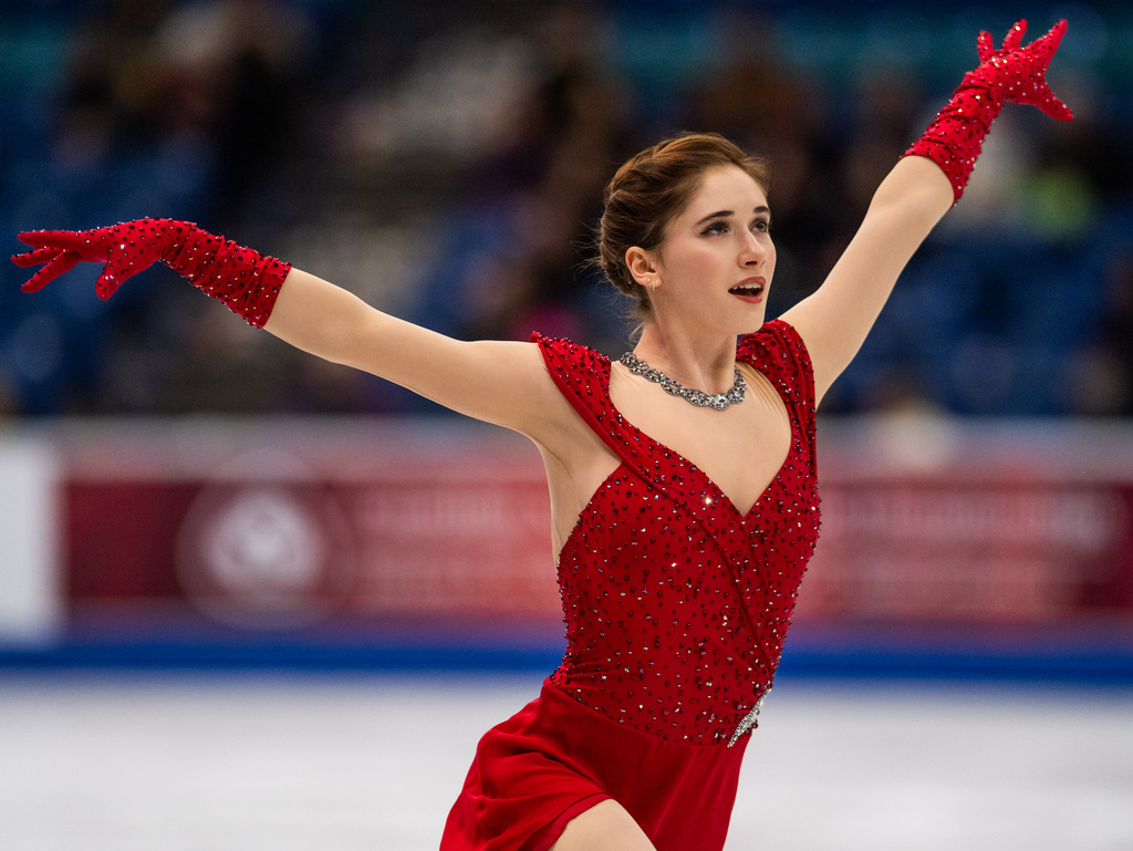Isabeau Levito of the United States skates in the Women's Short Program in the 2025 Skate Canada International event in Saskatoon, on Friday, October 31, 2025. (Matt Smith/The Canadian Press via AP)