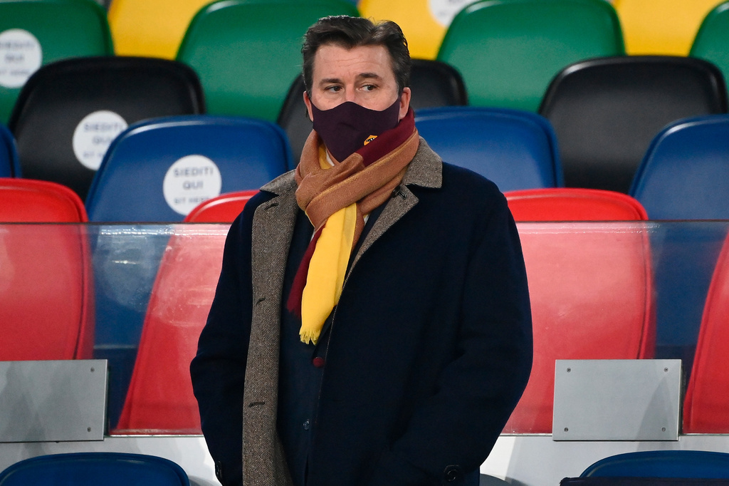 FILE - Dan Friedkin stands prior to the Italian Serie A soccer match on Dec. 17, 2020, between Roma and Torino at Rome's Olympic stadium. (Alfredo Falcone/LaPresse via AP, File)