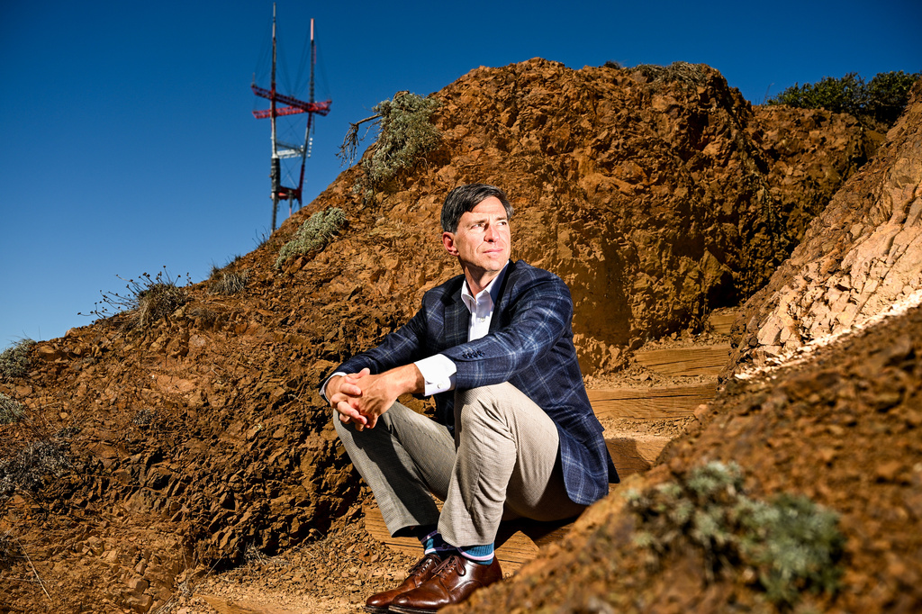 Public Media Company CEO Tim Isgitt sits for a portrait on Thursday, Oct. 8, 2026, in San Francisco. (AP Photo/Noah Berger)