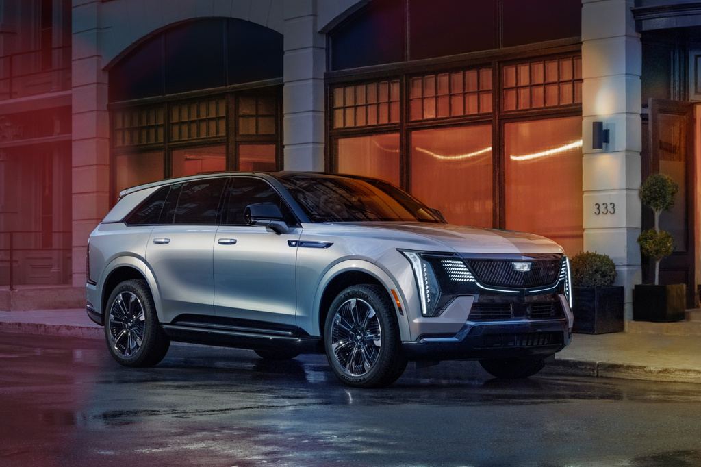 This photo provided by Cadillac shows the 2026 Escalade IQ, a full-size all-electric SUV. Properly equipped, the Escalade IQ can tow up to 8,000 pounds. (Courtesy of General Motors via AP)