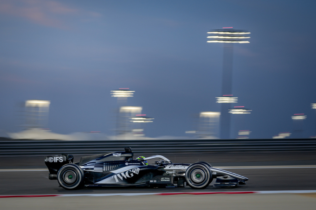 Cadillac driver Sergio Perez of Mexico steers his car during a Formula One pre-season test at the Bahrain International Circuit in Sakhir, Bahrain, Wednesday, Feb. 11, 2026. (AP Photo/Altaf Qadri)