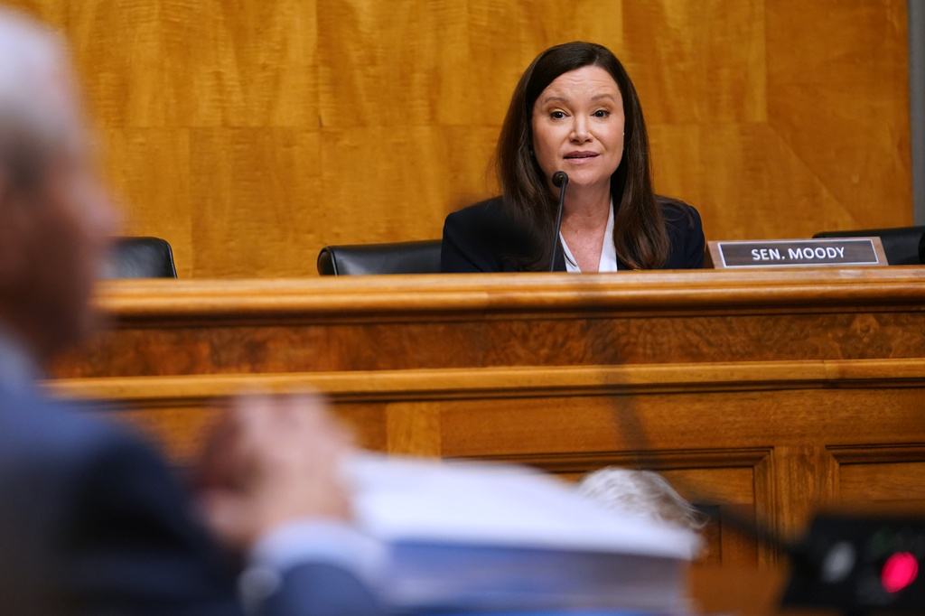 Sen. Ashley Moody, R-Fla., speaks as Dr. Anthony Fauci appears before the Senate Homeland Security and Governmental Affairs Committee at the Capitol, Wednesday, July 29, 2026, in Washington. (AP Photo/Allison Robbert)